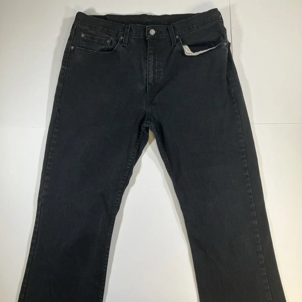 Levi's 527 Jeans Mens 36x34 Black Slim Bootcut Stretch Denim